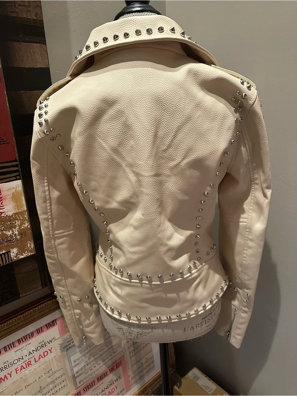 Azalea Wang Studded Cream Leather Moto Jacket — NWOT - Picture 6 of 14